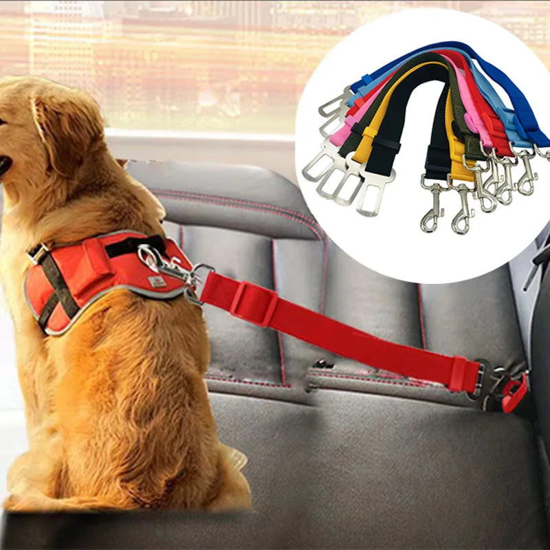 Adjustable Pet Cat Dog Car Seat Belt Pet Seat Vehicle Dog Harness Lead Clip Safety Lever Traction Dog Collars Dog Accessoires